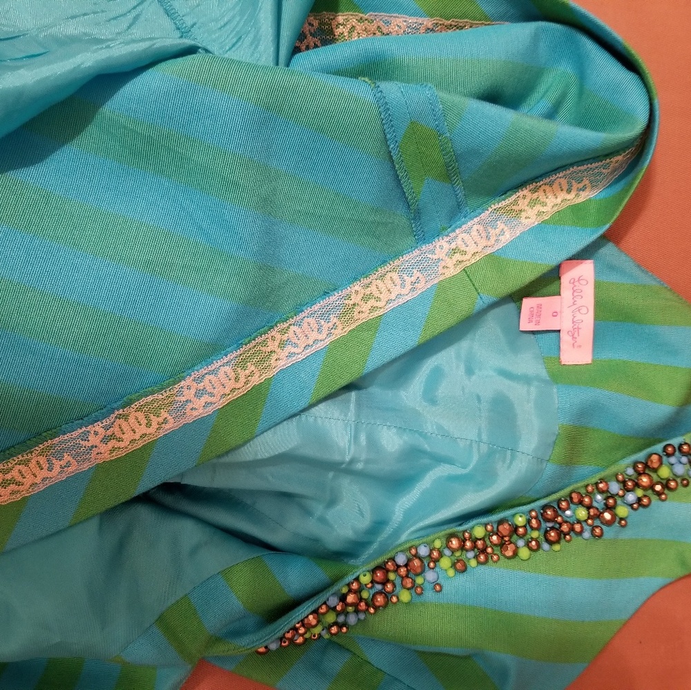 Lilly Pulitzer Green and Blue Striped Midi Dress - Picture 5 of 6